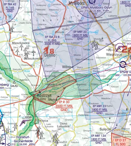 Natural Reserve on the 500k ICAO Chart of Poland