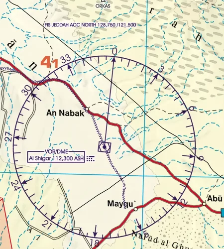 Radio Navigation aids on the 500k ICAO Chart of Saudi Arabia