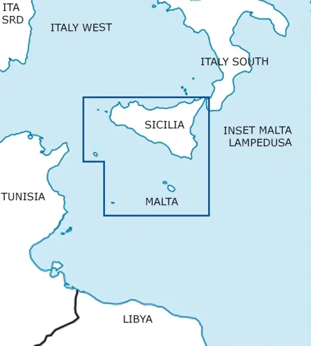 VFR Aeronautical Chart of Malta and Sicily in 500k