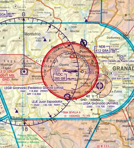 CTR Control Zone on the ICAO Chart of Spain in 500k