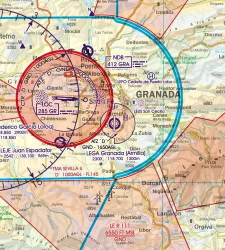 Military Airport on the ICAO Chart of Spain in 500k