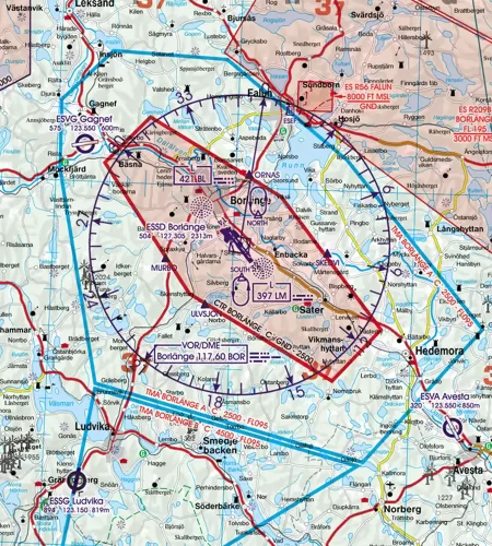 CTR Control Zone on the ICAO Chart of Sweden in 500k