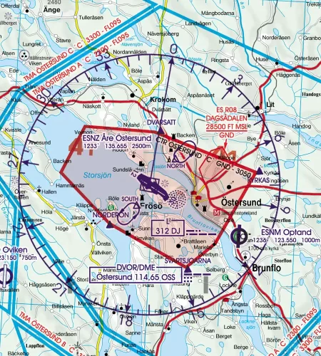 Traffic Pattern and Approach Procedure on the VFR Chart of Sweden in 500k
