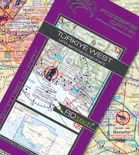 VFR ICAO Sichtflugkarte von der Türkei West in 1000k